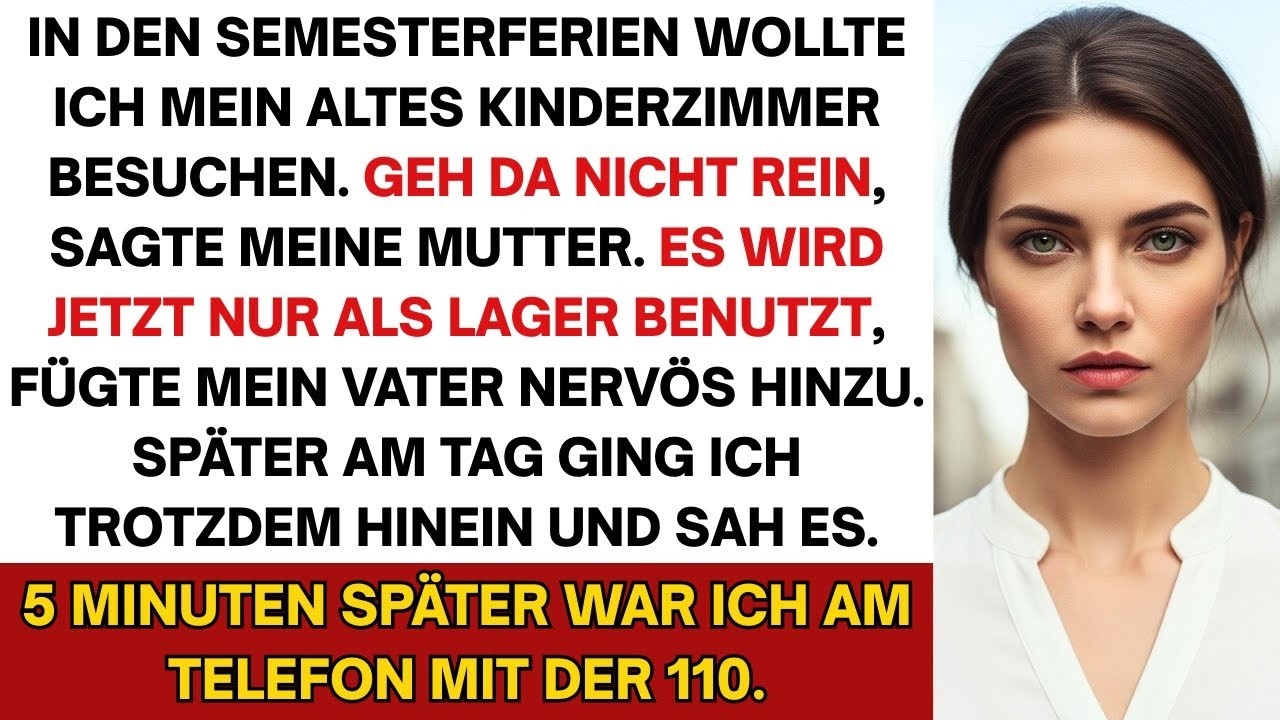 Ich kam nach Hause, wollte nur in meinem alten Bett schlafen. Meine Mutter sagte: „Geh da nicht rein.“ Mein Vater fügte hinzu: „Es ist nur Lagerraum.“ Ich lachte, ging hoch, drehte den Schlüssel...