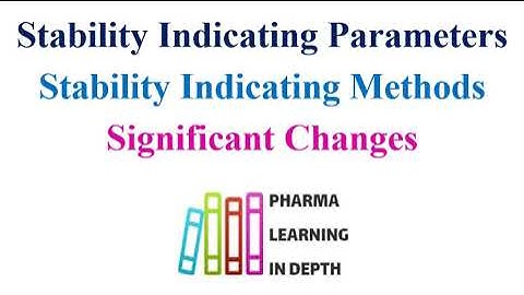 Stability Indicating Parameters Stability Indicating Methods Significant Changes