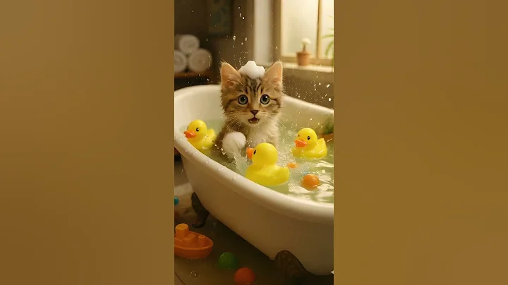 Video 11077131: baby kitten bath, adorable kitten bath, kitten enjoying bath, cat mom kitten, kitten water, cute cat