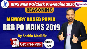IBPS RRB PO/Clerk 2020 | IBPS RRB Reasoning | Mains Memory Based Paper | Reasoning by Sachin Sir
