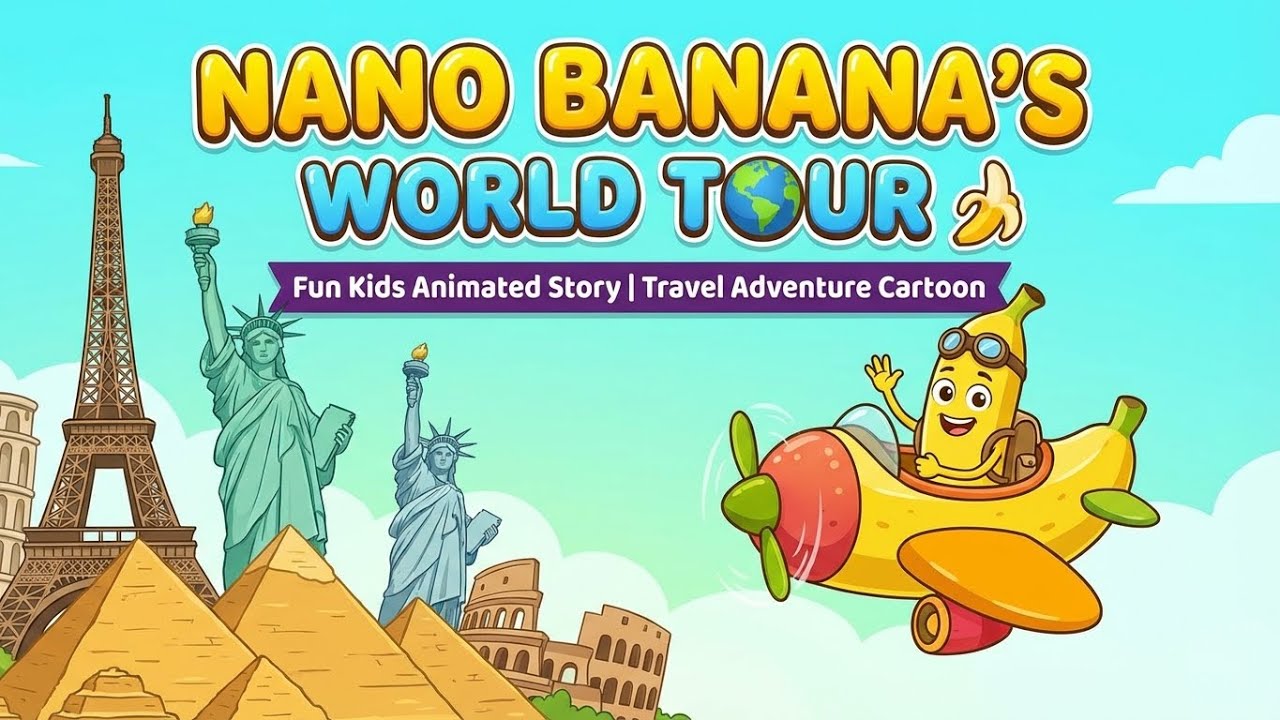 Nano Banana’s World Tour 🍌🌍 | Fun Kids Animated Story | Travel Adventure Cartoon