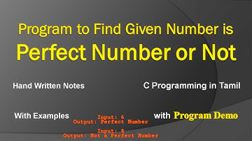 Program to Find Given Number is Perfect Number or Not | C Programming in Tamil