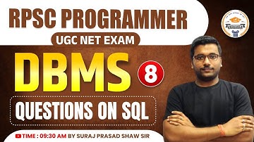RPSC PROGRAMMER || DBMS ( Questions on SQL ) #8 || By Suraj Prasad Shaw