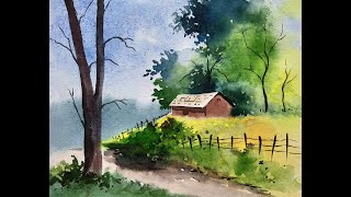 How to paint loose watercolor landscape painting for beginners | Paint with David