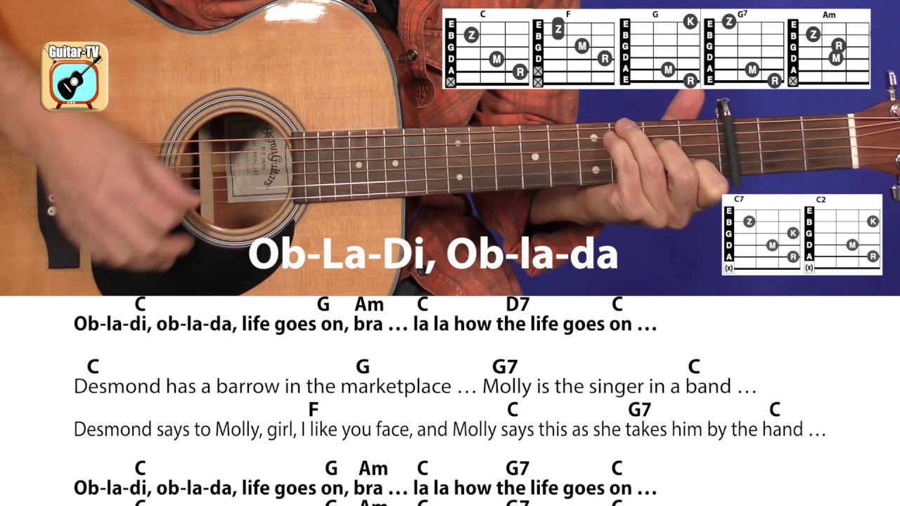 Ob La Di Ob La Da The Beatles Cover Chords Lyrics Guitar Lesson Youtube