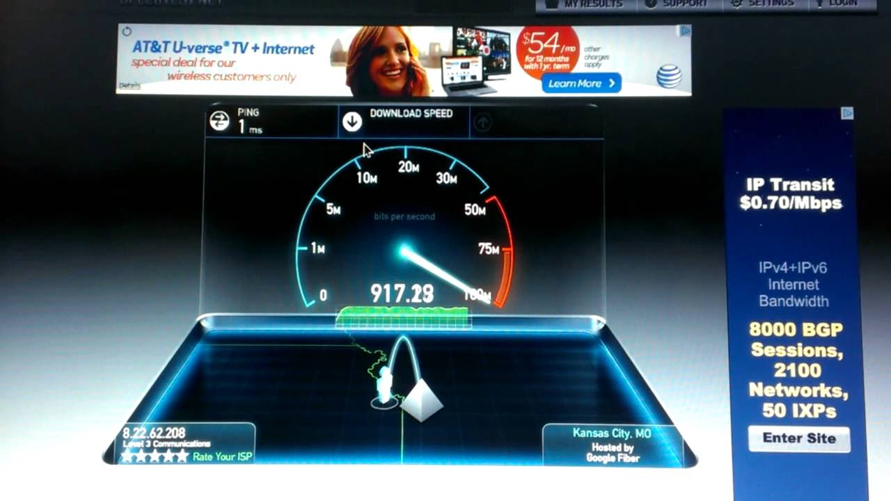 Update Google Fiber Speed Test