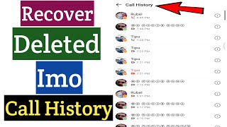 How To Recover Deleted Imo Call History | Restore Imo Call History