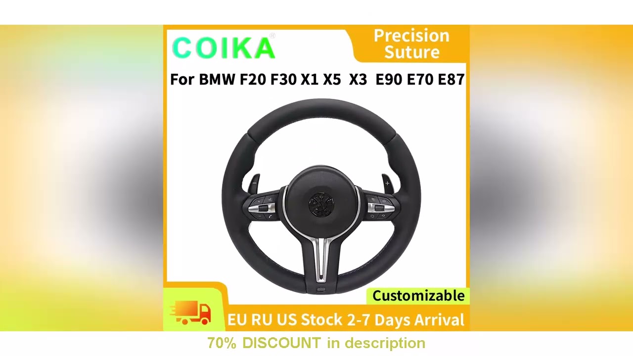 Best Products You Should Know! M Sport Full Leather Steering Wheel For BMW M3 F30 F15 F16 F20 F21