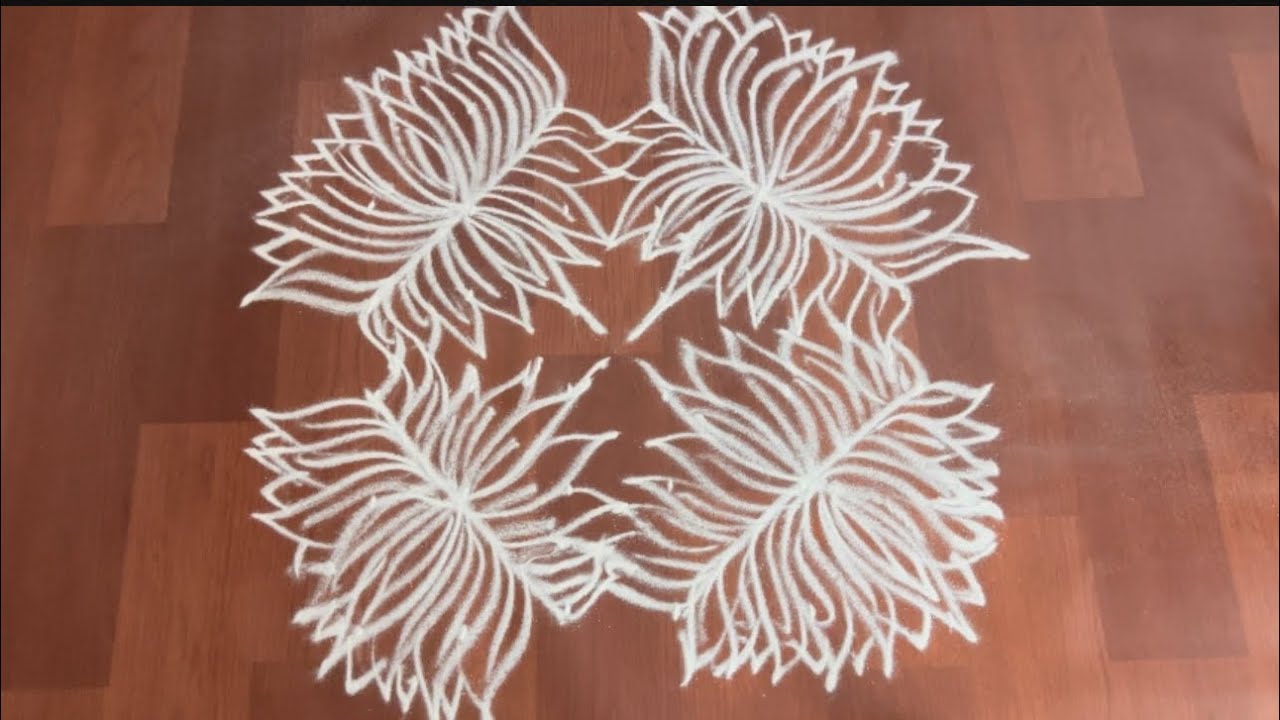Simple 6-6 rangoli with morning rangoli - YouTube