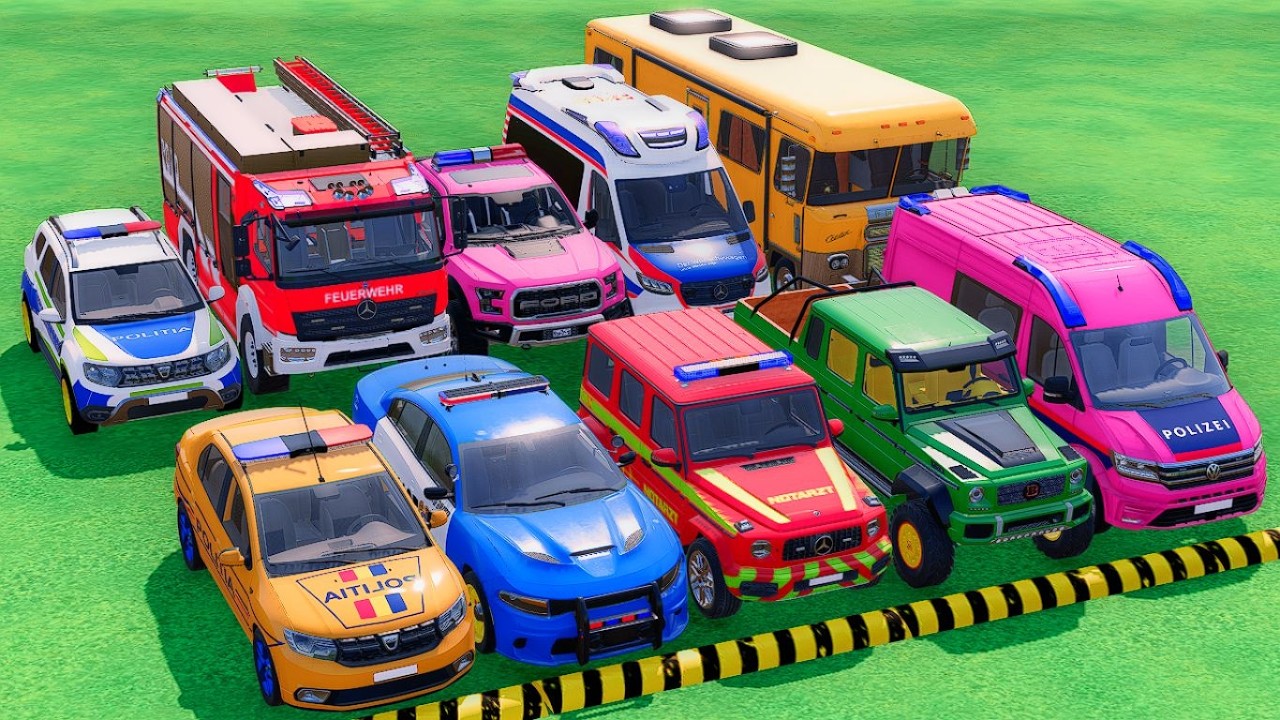 TRANSPORTING POLICE CARS, AMBULANCE VEHICLE, FIRE DEPARTMENT WITH TRAIN - FARMING SIMULATOR 22 #48