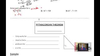 9-2 Notes Pythagorean Theorem, it's Converse, and the Geometric Mean