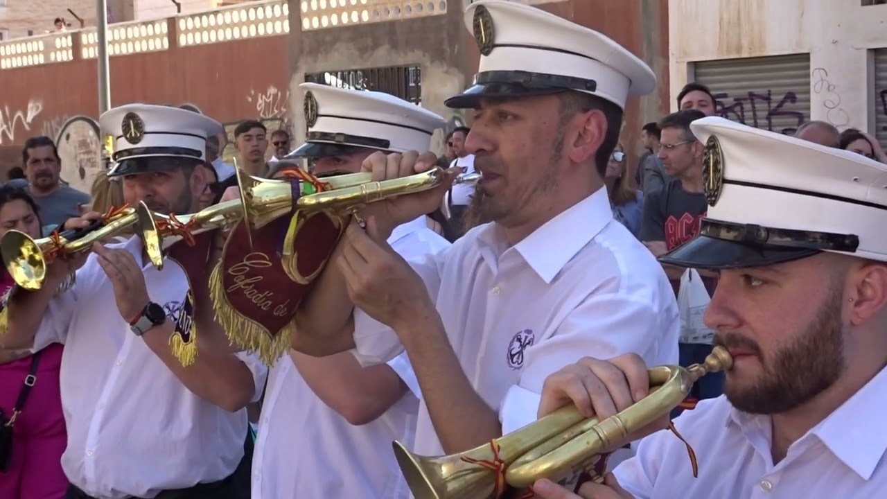 Vísperas de Málaga. Regreso Banda CC y TT Gitanos al colegio Gamarra. Sábado Pasión 1 abril 2023 B