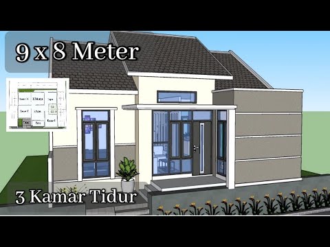 Desain rumah minimalis 9x8 meter 3 kamar tidur idaman banget - YouTube