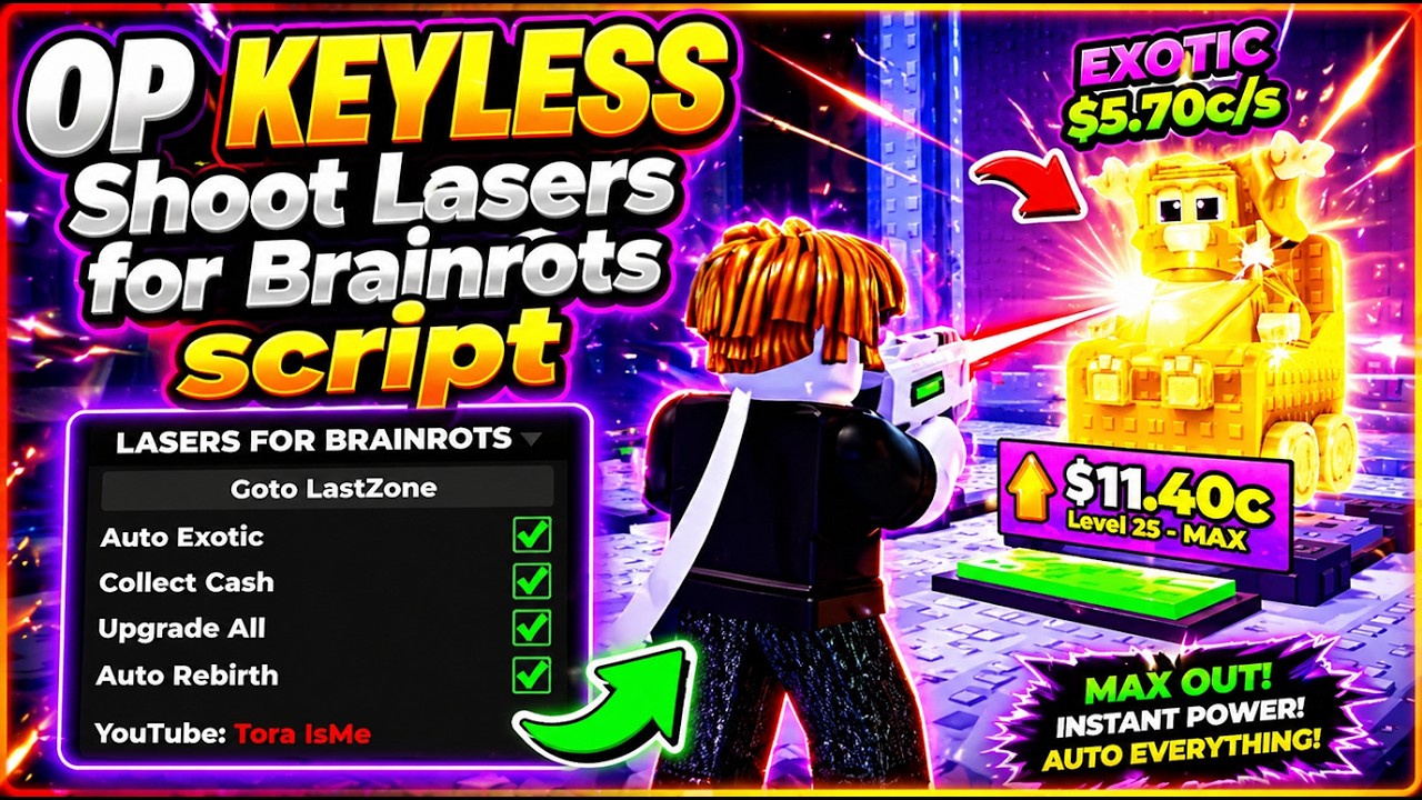 KEYLESS Shoot Lasers for Brainrots script - (get exotic brainrot) - YouTube