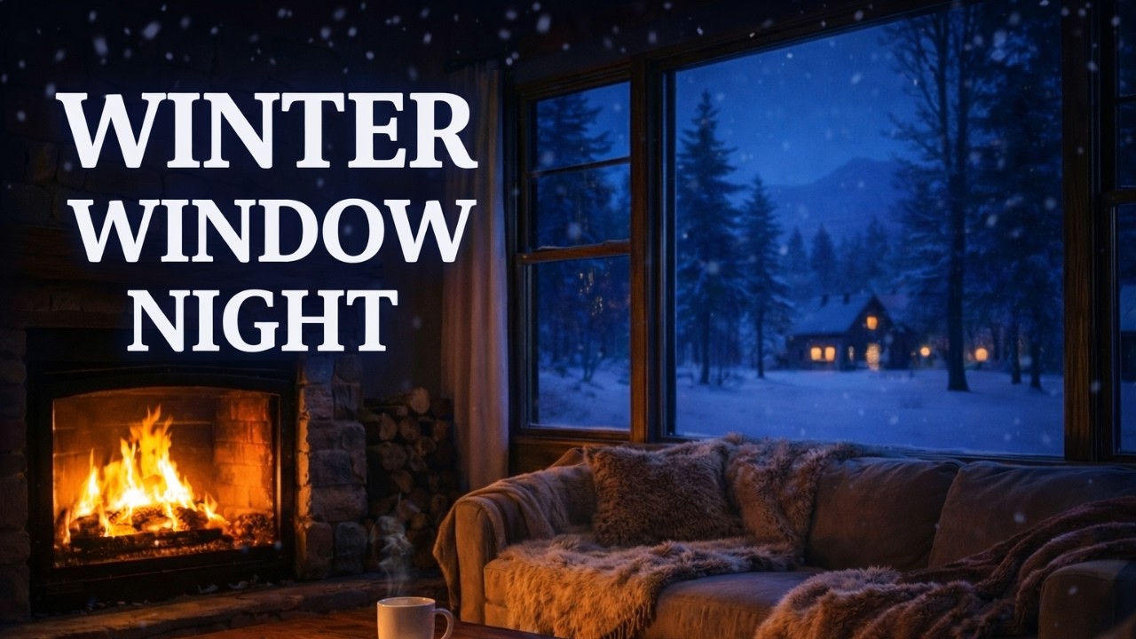 Cozy Winter Cabin Window ❄️ Quiet Snowy Night | Soft Piano Music