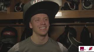 Jesper Bratt and his giant hat comment after a 5-4 OT win against Vancouver | NEW JERSEY DEVILS