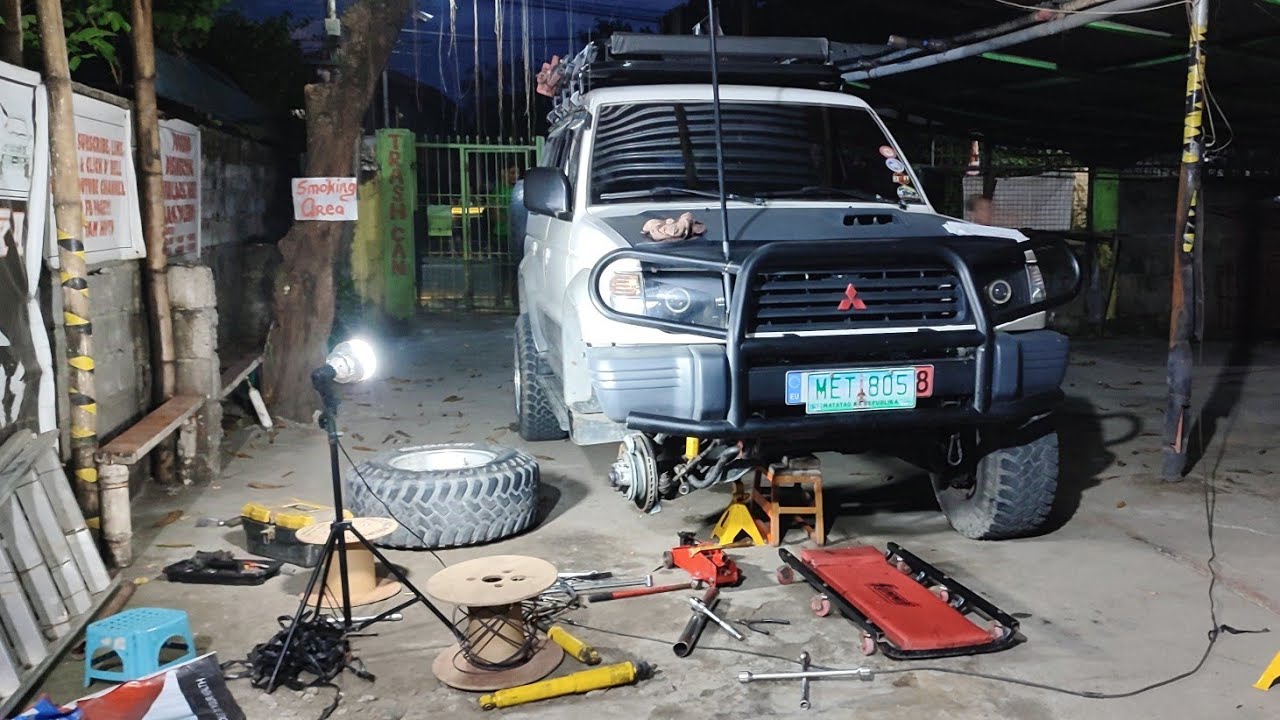 MITSUBISHI PAJERO GEN 2 4M40 | FRONT SHOCK REPLACEMENT & WHEEL ALIGNMENT & CAMBER ISSUE AGAIN