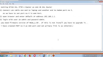 Dlink 2750U Router setting for WAN or DSL connection