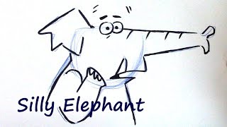 How to Draw A Cartoon Animal For Beginners (Funny Elephant)