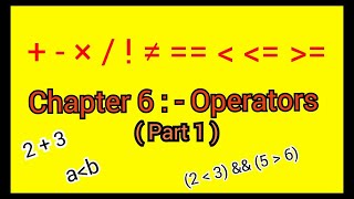Plus +1 Computer Science | Chapter 6: Operators | Part 1 | Arithmetic, Relational, Logical Operators