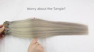 Full Shine® Clip in Human Hair Extensions Grey Blonde Highlights screenshot 4