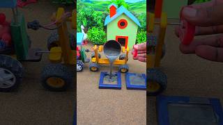 😱 Real Working Mini Tractor Builds double Cement Pillars | Amazing DIY Construction Machine 🚜#shorts