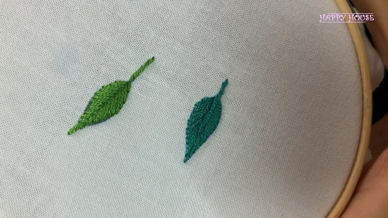 HAND EMBROIDERY FOR BEGINNERS: 2 simplest types of Leaves - YouTube