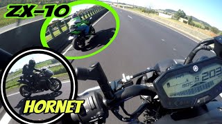 MT-07 X ZX-10 X HORNET CARENADA X MT-03 - ACELERANDO TUDO NA BR 101