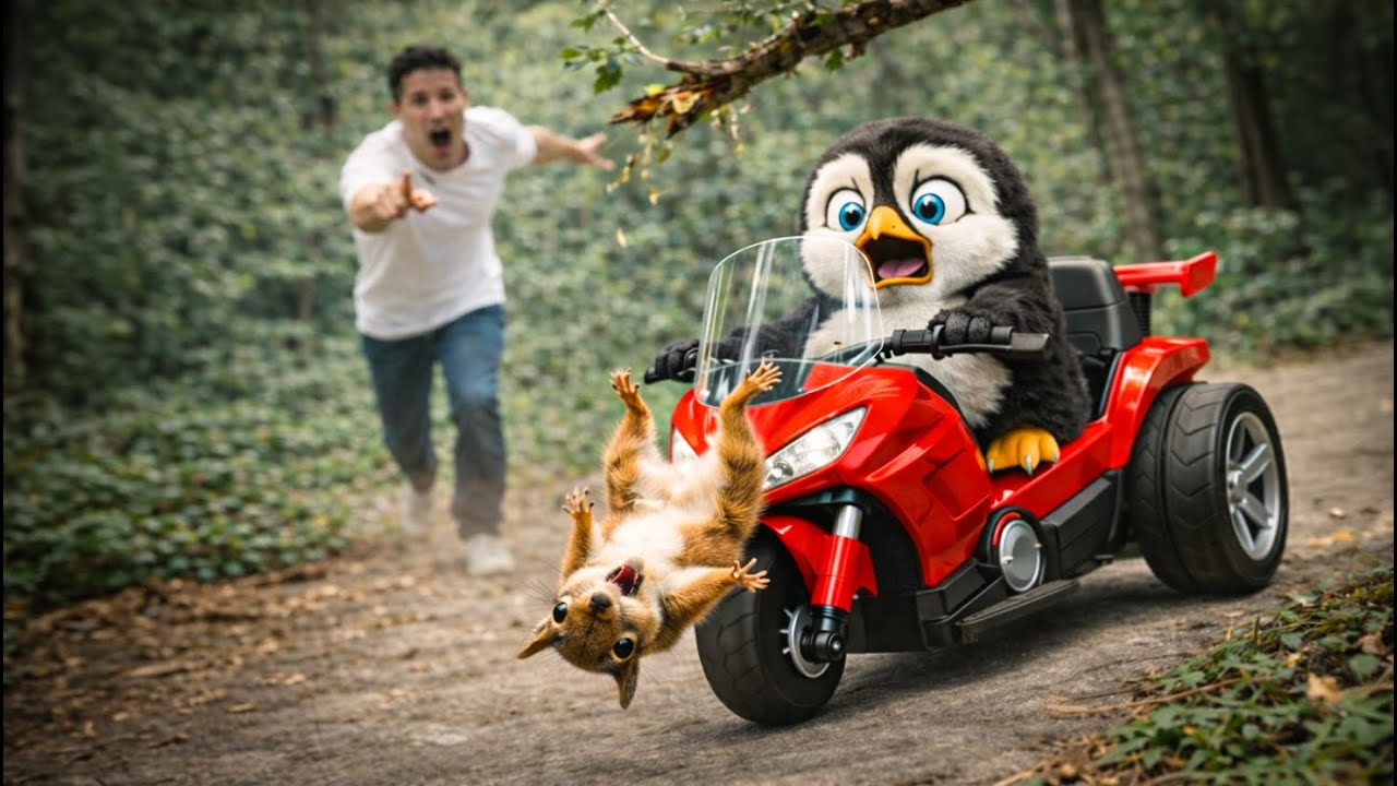 Misunderstood Penguin Rescues Baby Squirrel and Receiving a Three-Wheeled Motorcycle 