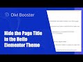 Hide the Page Title in the Hello Elementor Theme