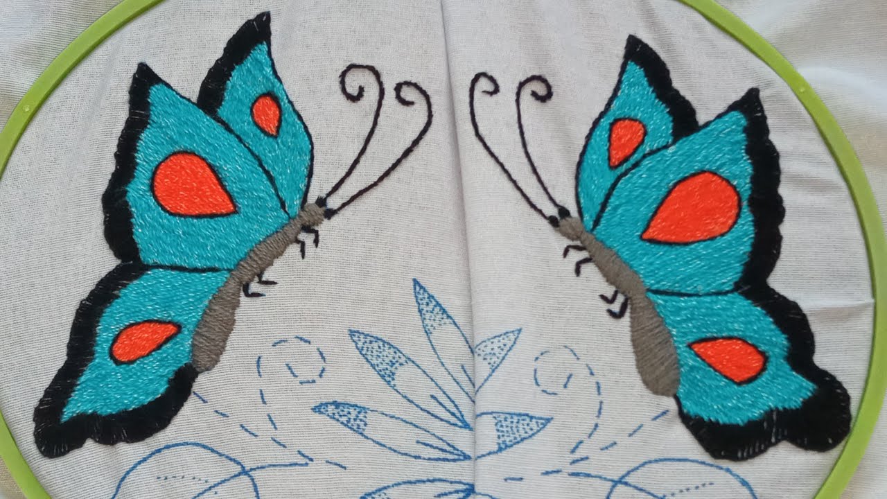 Mariposa bordada a mano puntada fácil y colores increíbles 🦋🦋🦋🦋