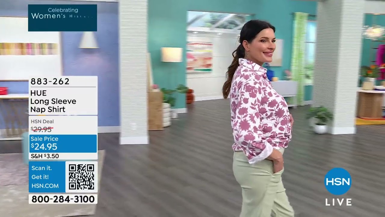 HUE Long Sleeve Nap Shirt - YouTube