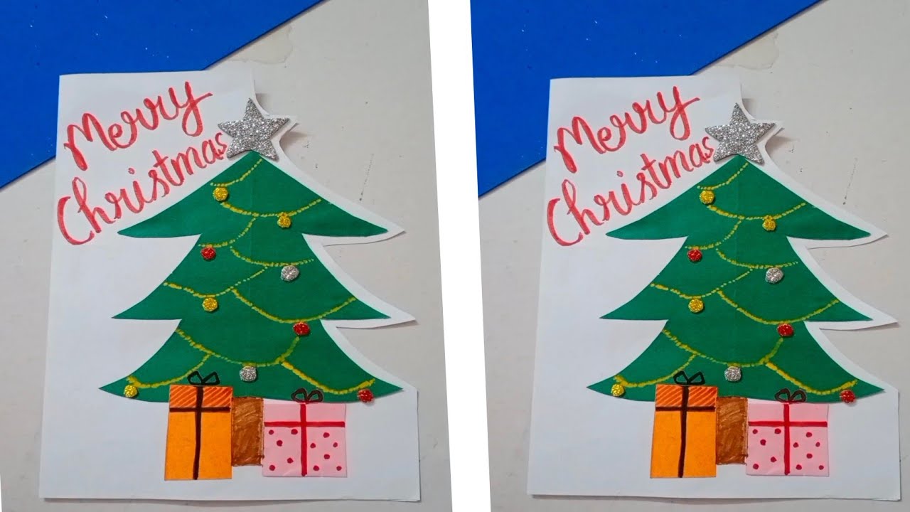 Christmas Greeting Card making ideas / DIY Merry Christmas card easy