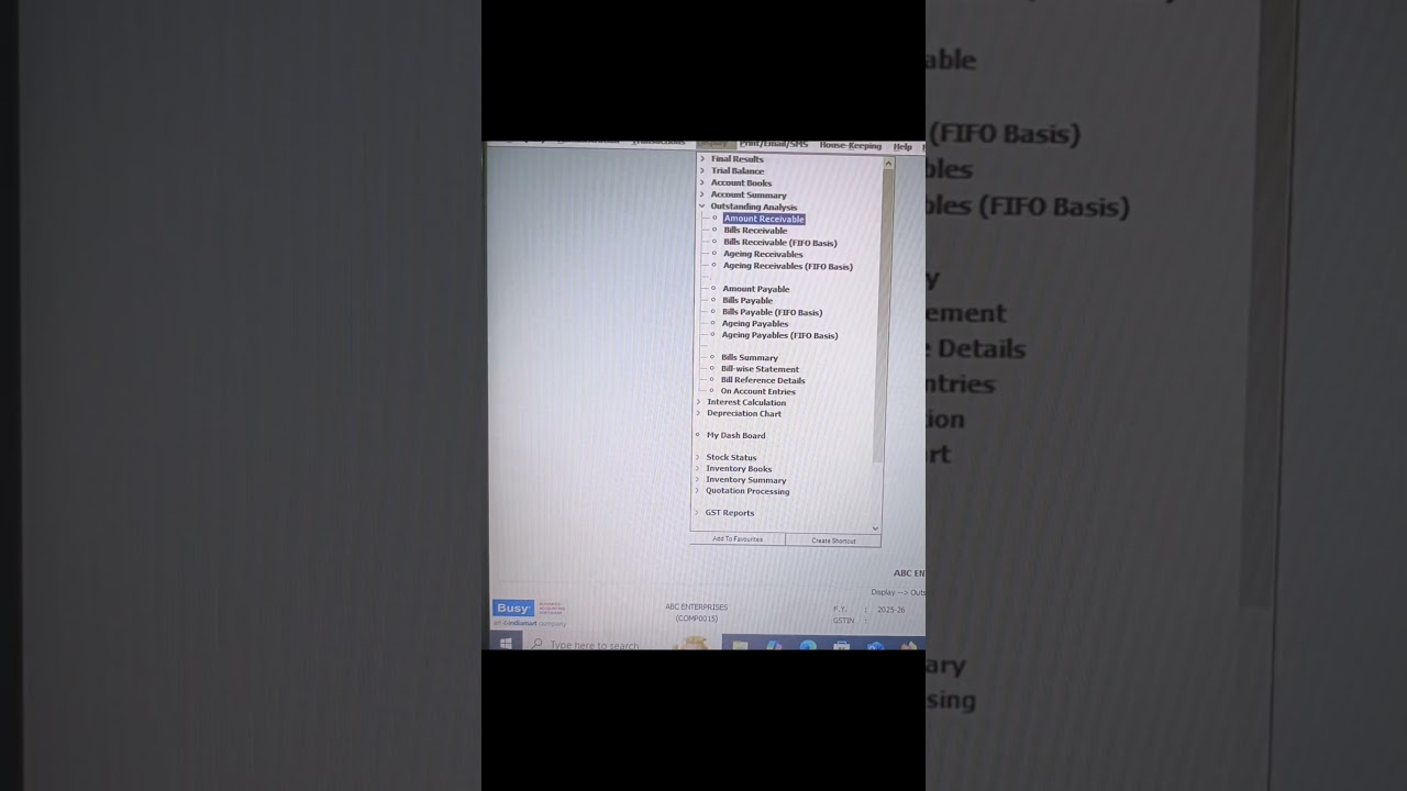 how to check payble & receivable in busy