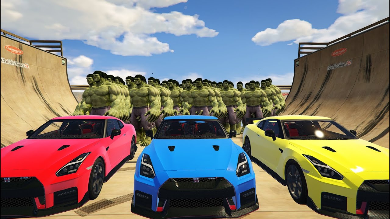 SPIDERMAN Vs HULK GTA V RAMP JUMP challenge Video ! Superhero EPIC moment Car EXPLODES in the air