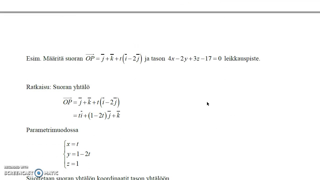 5 2 4 Suora ja taso   leikkauspiste