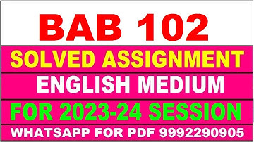 bab 102 solved assignment 2023-24 | bab 102 solved assignment in english 2024 | bab 102 2024