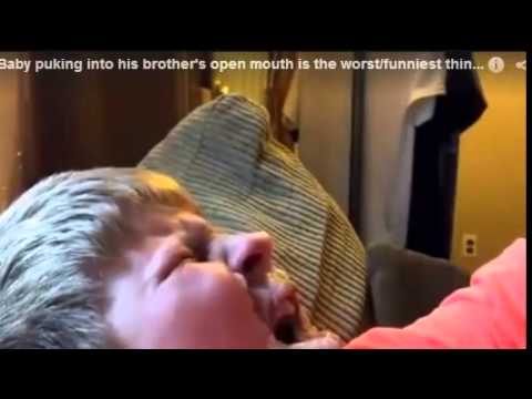 Baby puking into his brother's open mouth is the worst funniest thing youll ever see