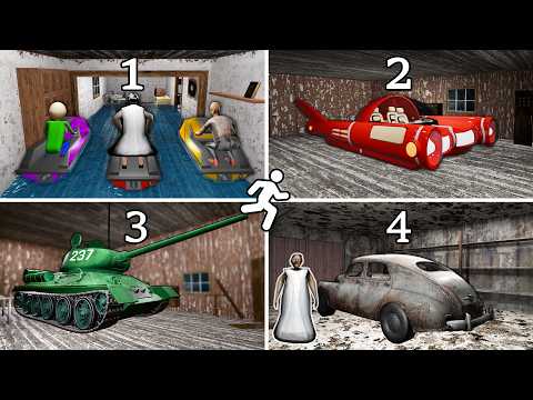 Granny 1 2 3 4 Escape With All Super Vehicles vs Grandpa - Gameplay Animation (fun mix 14)