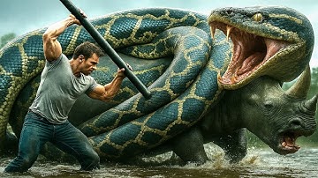 Heroic Truck Driver Battles Giant Python to Save Rhino Mother and Calf 🐍🦏