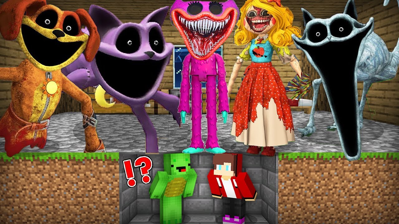 JJ and Mikey HIDE From MISS DELIGHT CatNap DogDay Minecraft Poppy