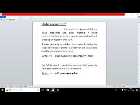 Static and Self keyword in php