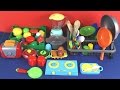 Kitchen play set - fruits vegetables Pretend cooking Breakfast Toast Lunch Juice Washing Up
