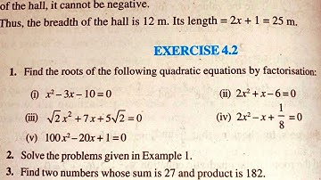 10 th (NCERT) Mathematics-QUADRATIC EQUATIONS CHAPTER-4 EXERCISE- 4.2 (Solution) | Pathshala (Hindi)
