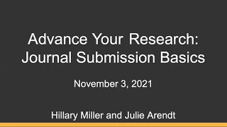 Journal Article Submission Basics