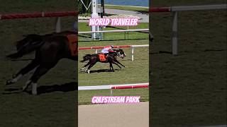 World Traveler, Paco López aboard, outfinishes Smart Spending to win race 5. #GulfstreamPark