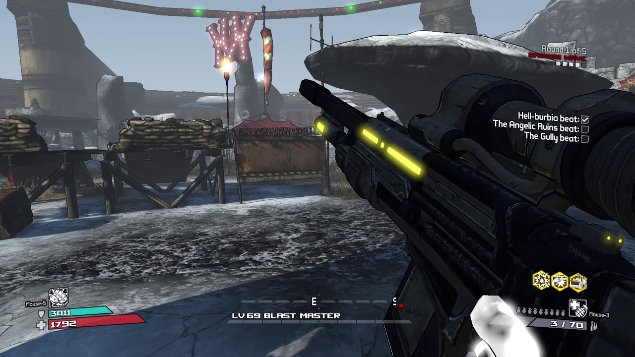 Borderlands - Underdome,Angelic Ruins, прохождение раунды 1- 5 Берсерк 69уровень(Berserk 69lvl)