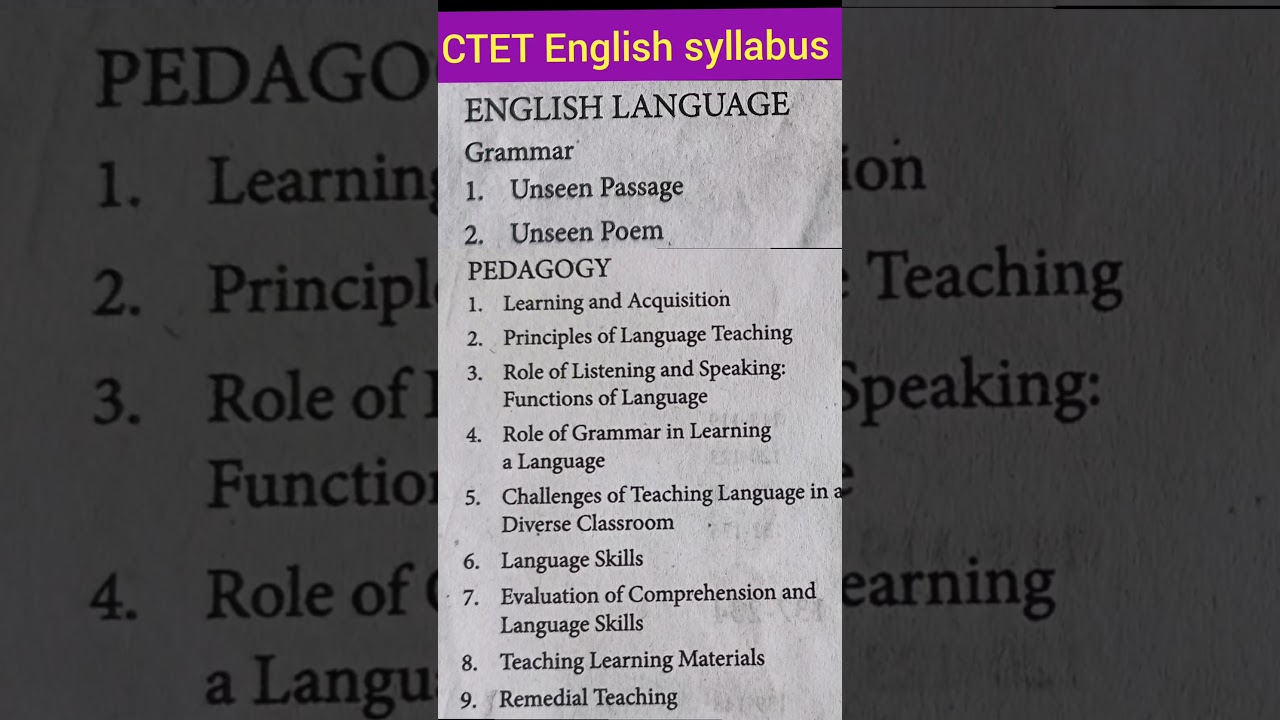 CTET English syllabus #
