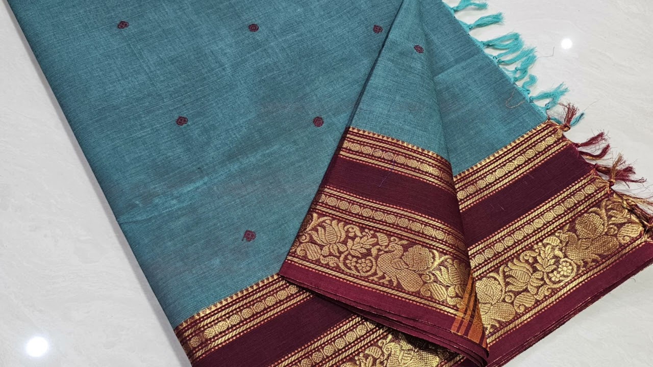 100's Fabulous Fancy Cotton Sarees Running Blouse With Butta & Simple Line Pallu  1190+&