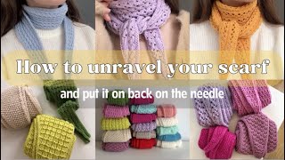 How to unravel your knitting project and put it on back on the needle ✨How to rip out knitting